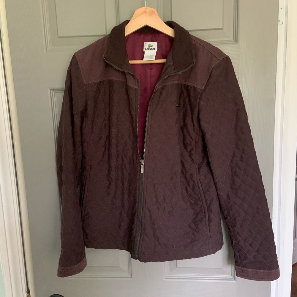 LACOSTE Burgundy Quilted Jacket 42